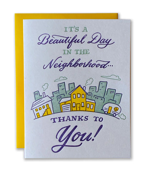 Beautiful Day in the Neighborhood Letterpress Card