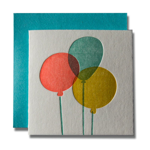 Balloons Tiny Letterpress Card