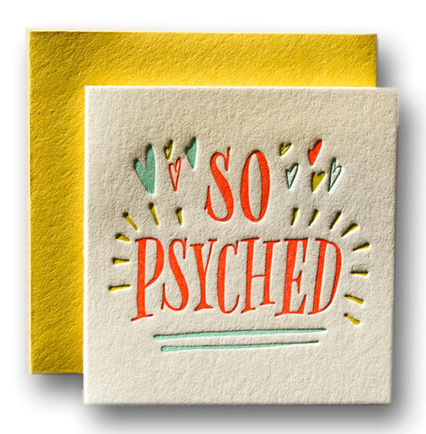 Psyched Tiny Letterpress Card