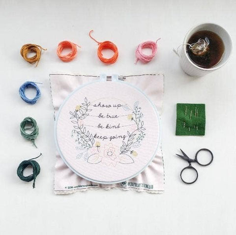 "Show up" embroidery kit