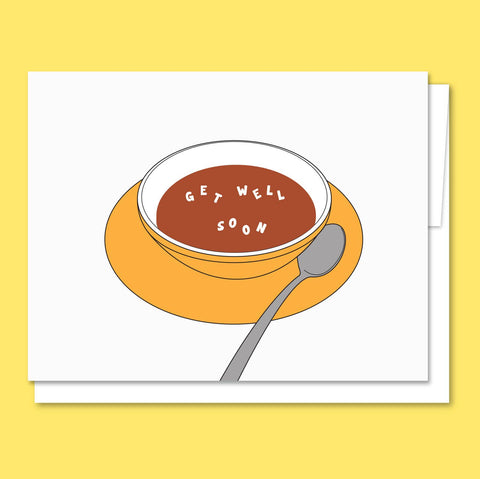 Get Well Soup-er Soon - Illustrated Funny Get Well Card
