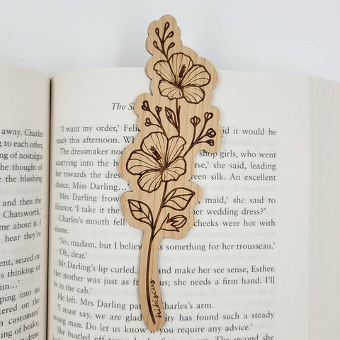 Hibiscus flower wood bookmark