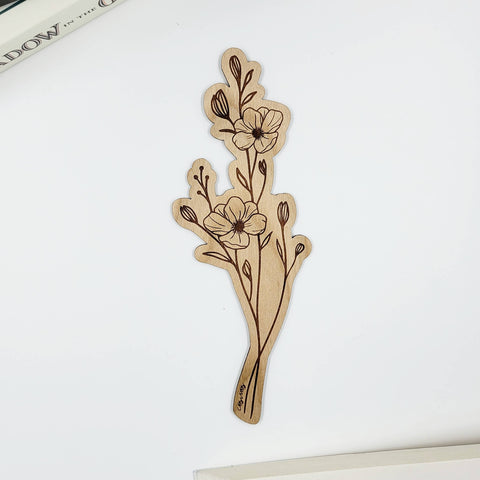 Cosmos flower wood bookmark
