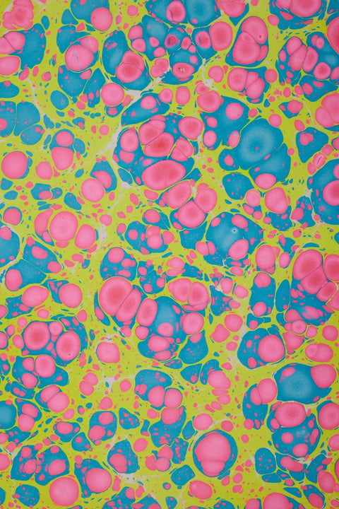 Hand Marbled Wrapping Paper Sheets - Neon Stone