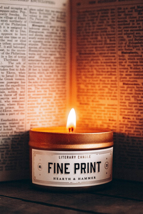 Fine Print Travel Tin Literary Candle