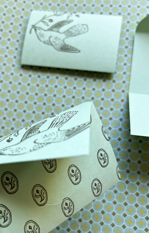 Bird & holly mini fold up card