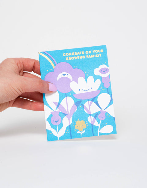 Welcome Baby Flower Letterpress Greeting Card by