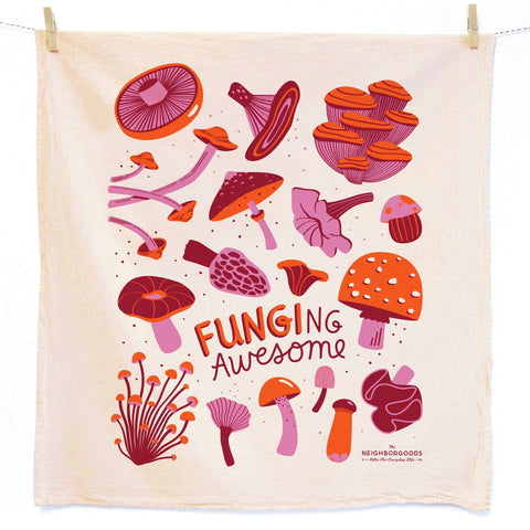 Mushroom & Poppies- Tea Towel Set of 2