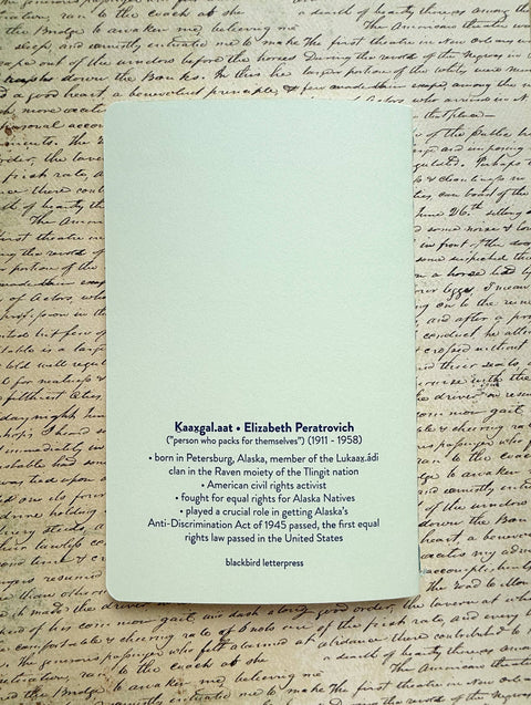 Elizabeth Peratrovich letterpress notebook