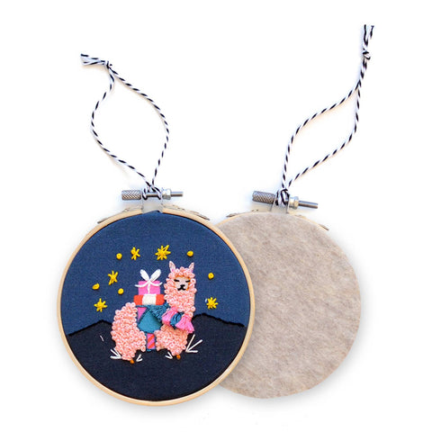 Alpaca DIY Embroidered Christmas Ornament Kit