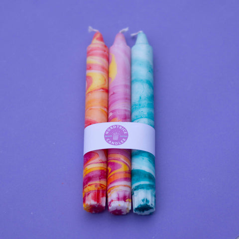 Taper candles- 3 pack/ Marble Fest