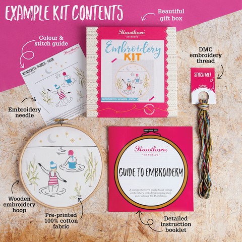 Wild Swimming Embroidery Kit (Swim) | Beginner Craft Kit