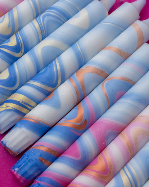 Taper Candles Marbled Glitter