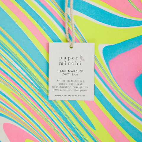 Large Neon Hand Marbled Gift Bags