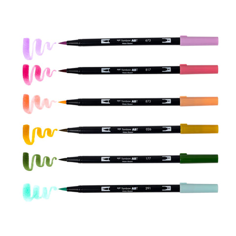Tombow - Dual Brush Pen Art Markers, Teatime, 6-Pack