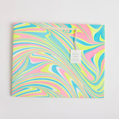 Large Neon Hand Marbled Gift Bags