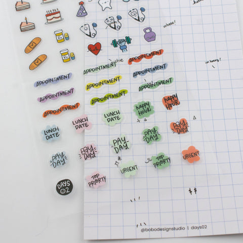 Clear Planner Sticker Sheet - Days