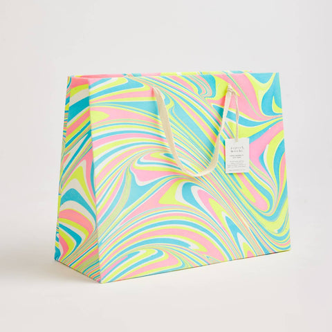 Large Neon Hand Marbled Gift Bags