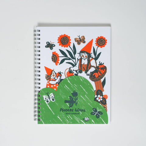 Strawberry Gnome Blank Letterpress Notebook by Phoebe Wahl