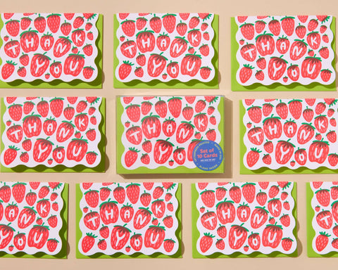 Thank You Notecards - Strawberry Letterpress