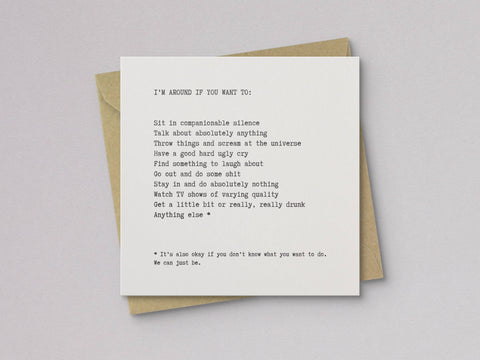 I'm Around Letterpress Sympathy Card