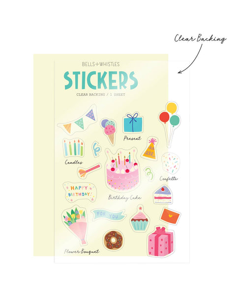 Birthday Party Clear Stickers