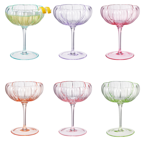 Flower Coupe Cocktail Glasses: : Multicolor