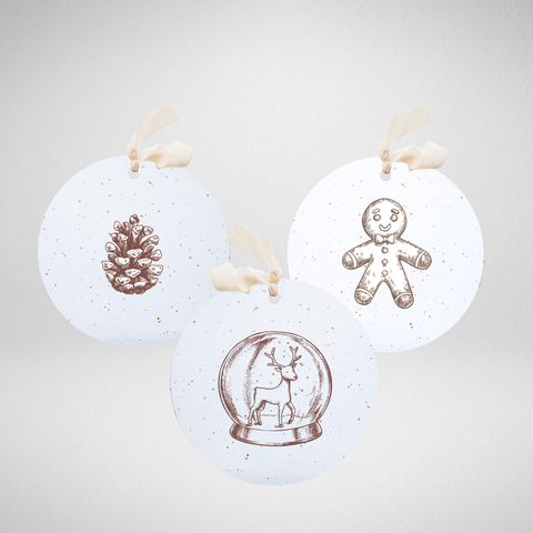 3 Winter Woodsy Ornaments / Plantable Seed Gift Tags