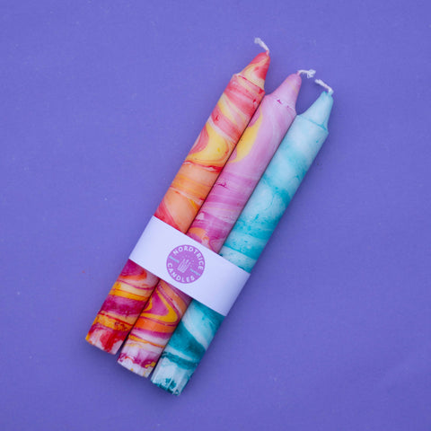 Taper candles- 3 pack/ Marble Fest