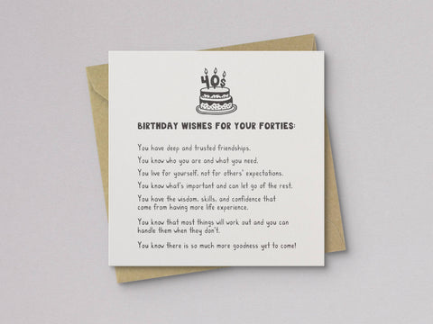 Forties Birthday Wishes Birthday Card