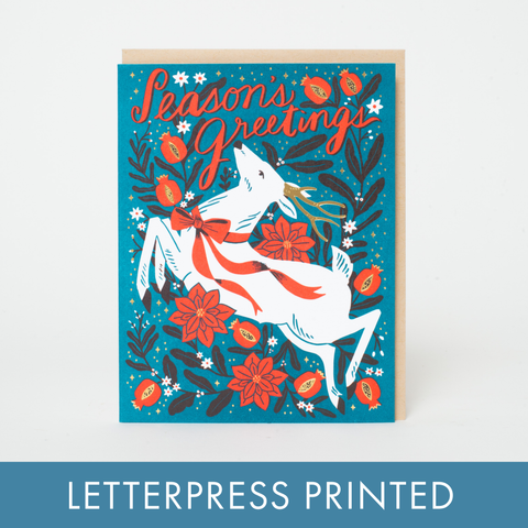 Season's Greetings Deer Letterpress Card