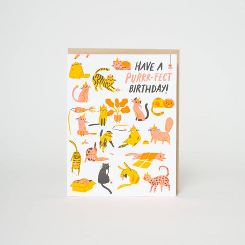 Birthday Purr-fect Cats Letterpress Greeting Card by Hello!Lucky