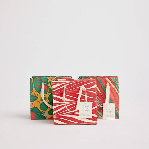 Small Christmas Glitz Hand Marbled Gift Bags