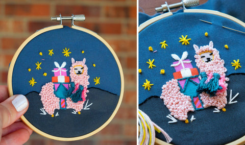 Alpaca DIY Embroidered Christmas Ornament Kit