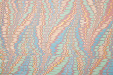 Hand Marbled Wrapping Paper Sheets - Scallops Mint Rose