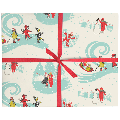 Kids In The Snow Gift Wrap: Roll of 3 Sheets