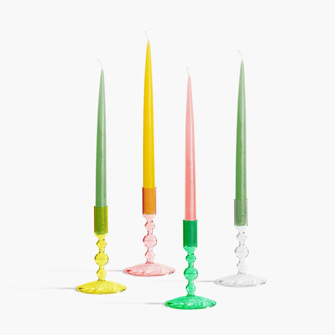 Glass Candlestick Holder in Short: Yellow