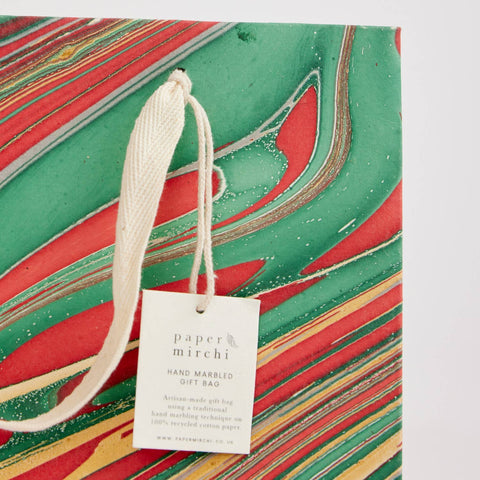 Medium Christmas Glitz Hand Marbled Gift Bags