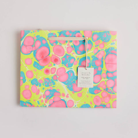 Large Neon Hand Marbled Gift Bags