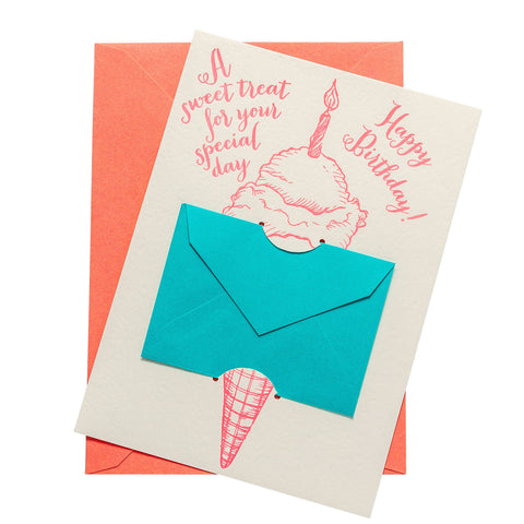 Ice Cream Birthday | Gift Card Holder Greeting Card