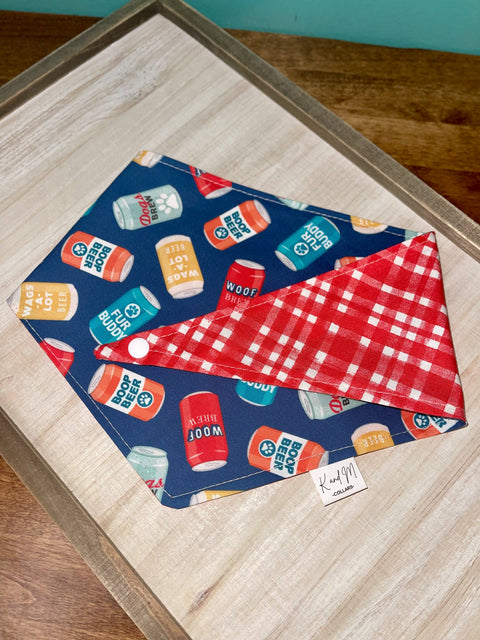 Doggy Beers Reversible Plaid Dog Bandana, K and M Collars: XS