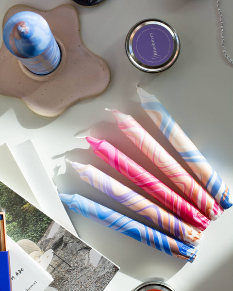 Taper Candles Marbled Glitter