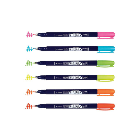 Tombow - Fudenosuke Neon Calligraphy Brush Pens - 6-Pack