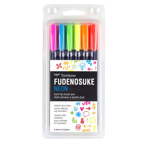 Tombow - Fudenosuke Neon Calligraphy Brush Pens - 6-Pack