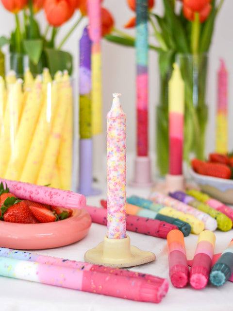Taper candles- Rainbow confetti