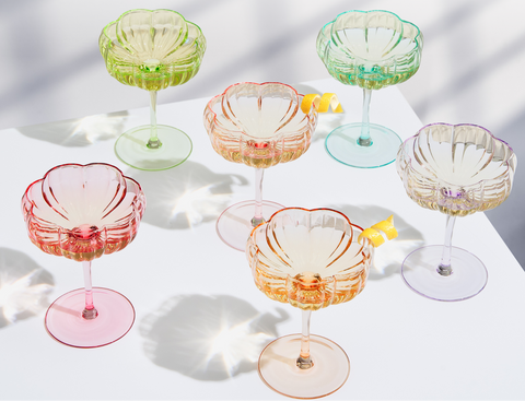 Flower Coupe Cocktail Glasses: : Multicolor