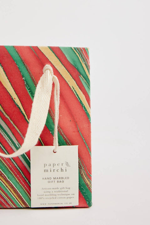Small Christmas Glitz Hand Marbled Gift Bags