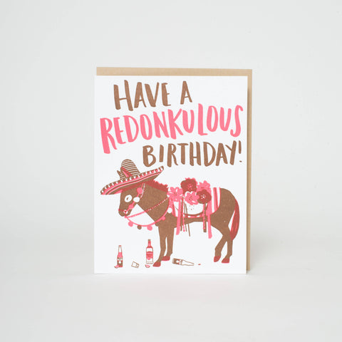 Redonkulous Birthday Punny Letterpress Greeting Card