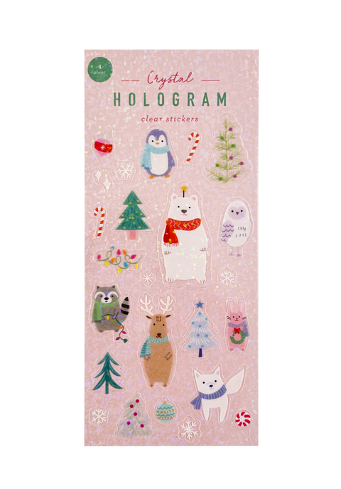 Holiday Animals Crystal Hologram Clear Stickers