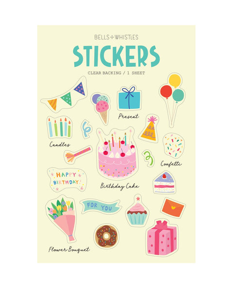 Birthday Party Clear Stickers